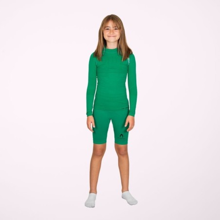 Green short thermal leggings for kids