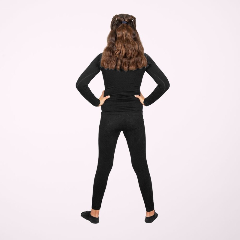 Kinder Langarm Thermoshirt Schwarz