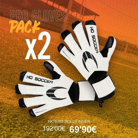 Pack Pro Aktero Roll/Finger X2 HO Soccer | 2 Guanti da Portiere con Protezioni